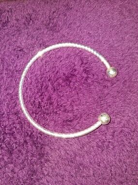 Silver Open Cuff Bracelet - Women's Twisted Rope Design Charm Bracelet